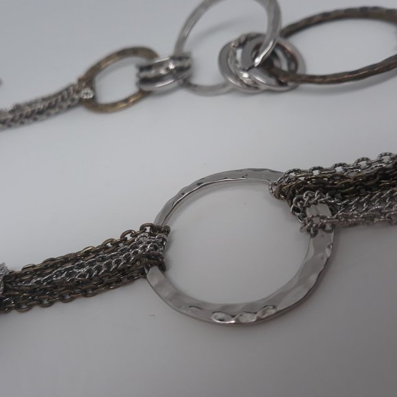 Vintage Silver & Gold Toned Multi-Strand Womens Necklace 19" Long - Picture 4 of 5